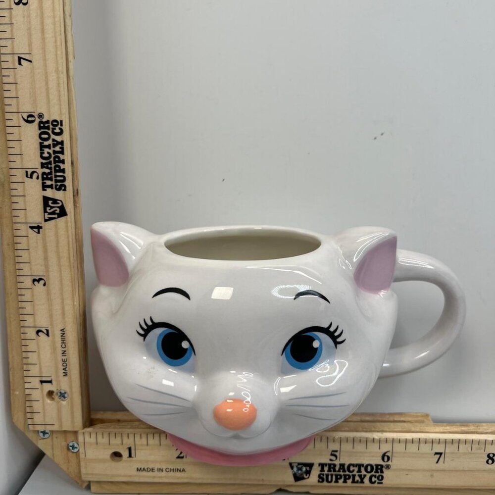 Disney Marie Cat 3D White Ceramic Mug Large White Pink Aristocats Coffee Cup